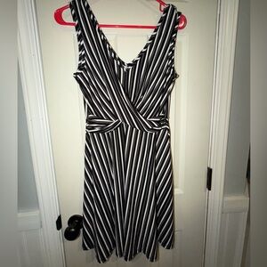Candie's Black and White Striped Midi Dress